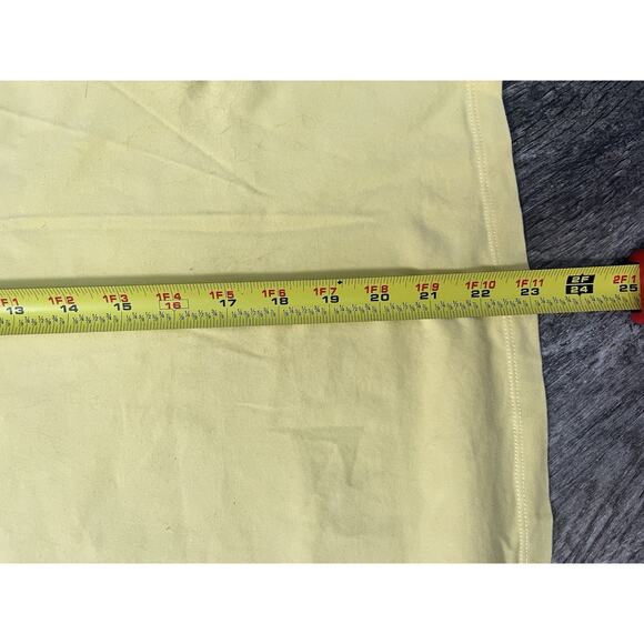 i.e. Woman 1X Yellow Lace Trim Scoop Neck Short Sleeve Stretch Top Plus Size - Picture 3 of 5